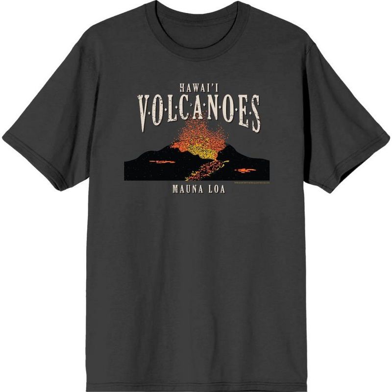 Adventure Society Hawaii Volcanoes Men's Charcoal Crew Neck Short Sleeve Tee-XS, 1 of 3