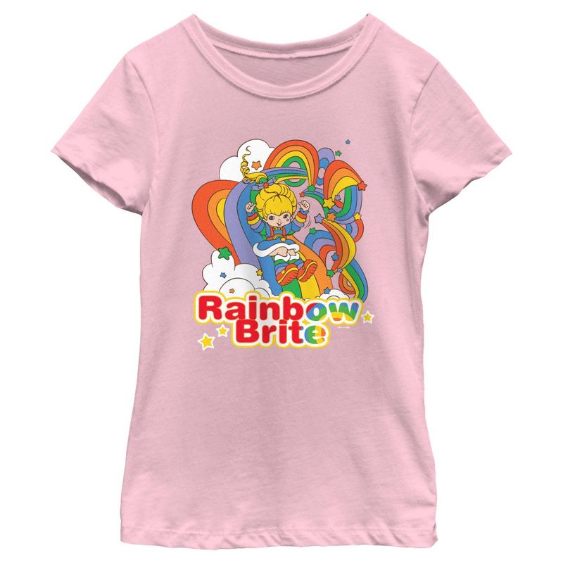 Girl's Rainbow Brite Tangled Slide T-Shirt, 1 of 5
