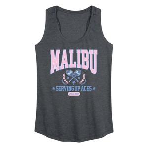 Women's - Barbie - Malibu Tennis Serving Up Aces Since 1959 Graphic Racerback Tank - 1 of 4