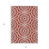 Red Beige And Ivory Floral Medallion Washable Indoor Outdoor Area Rug - 3 of 4