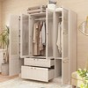FUFU&GAGA Modern Simple Wardrobe Frosted Glass Door Combination Clothes Storage Cabinet White - 3 of 4