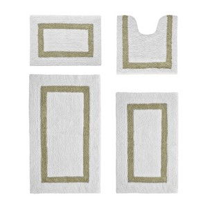 Hotel 4 PC Bath Rug 100% Premium Cotton Tufted Weave Two Tone Reversible Bathroom Rug, Super Soft Absorbent, Machine Washable Bath Mat - 1 of 4