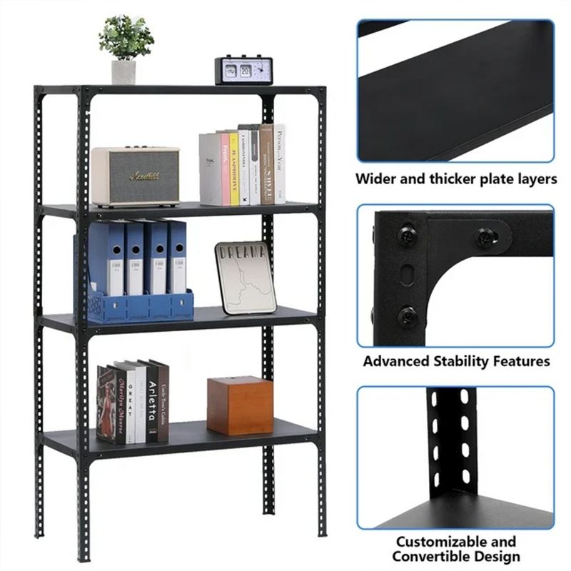 SKONYON 36"W x 16"D x 60"H 4-Shelf Steel Freestanding Shelves, Black, 4 of 11