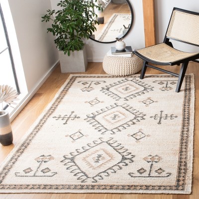 Handmade Ivory and Black Wool Flat Woven Area Rug, 3' x 5'