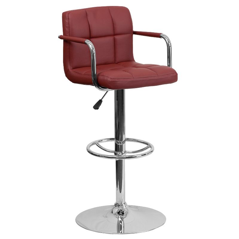 Flash Furniture Contemporary Quilted Vinyl Adjustable Height Barstool with Arms and Chrome Base, 1 of 12