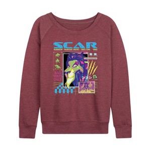 Women's - Disney - Scar Vapor Wave Lightweight French Terry Wide Neck Long Sleeve Shirt - 1 of 4