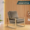 LeisureMod Jefferson Accent Arm Chair Upholstered in Velvet with Gold Brass Finish Frame - 3 of 4