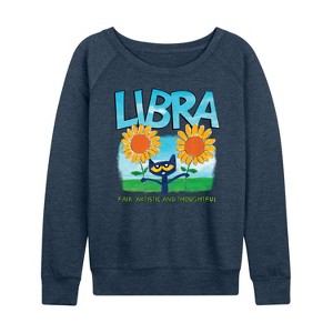 Women's - Pete the Cat - Libra Lightweight French Terry Wide Neck Long Sleeve Shirt - 1 of 4