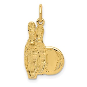 Black Bow Jewelry 14k Yellow Gold Bowling Pins and Ball Pendant - 1 of 4