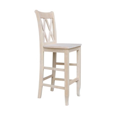 Traditional Elegant Unfinished Parawood 29" Double X-Back Barstool