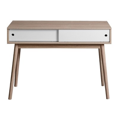 Lirago,39.4"L*13.77"W*29.52"H,Natural Wood Console Table with 2 Sliding Doors - Entryway Sofa Table with Storage & Wood Legs