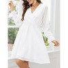 Womens Flutter Sleeve V Neck A Line Chiffon Elastic High Waist Casual Swing Curvy Dress - 3 of 4