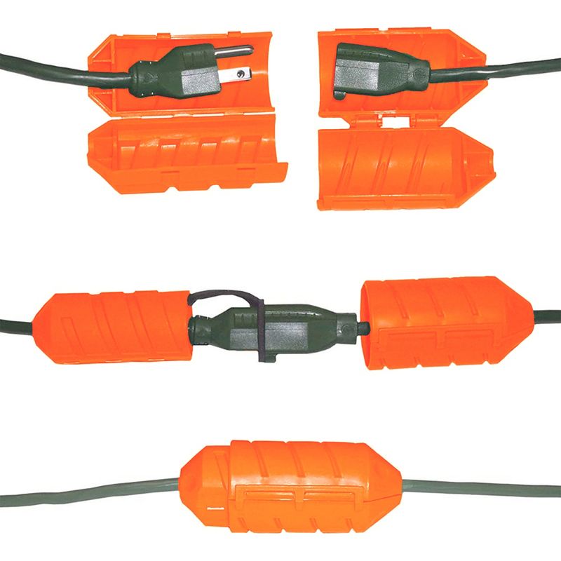 Farm Innovators FI-CC-1 Cord Connect Water Resistant Electrical Power Extension Cord Plug In Connection Protector Seal with Watertight Gasket, Orange, 5 of 7