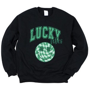 Simply Sage Market Women's Graphic Sweatshirt Lucky Vibes Smiley - 1 of 4
