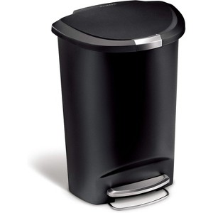 50 Liter / 13 Gallon Semi-Round Kitchen Step Trash Can with Secure Slide Lock - 1 of 4