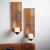 Sullivans 21" Wood Patchwork Wall Sconces Set of 2 - 3 of 3