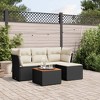 vidaXL Patio Sofa Set with Cushions Outdoor Furniture 5 Piece Poly Rattan - Black and Cream - 2 of 4