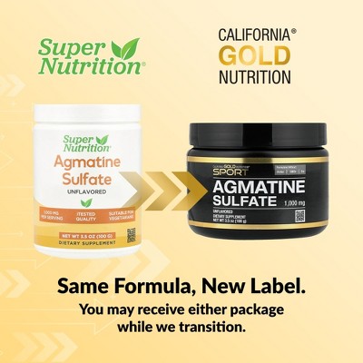 California Gold Nutrition Sport, Agmatine Sulfate, Unflavored, 3.5 oz (100 g)