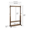 Artloge Heavy Duty Movable Retro Garment Rack Wooden Hall Tree Hat Coat Stand Open Wardrobe Adjustable Shoe Shelf with Lockable Wheels for Home Shop - 3 of 4