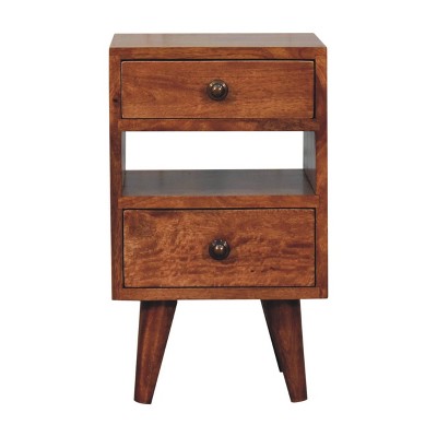 HomeRoots 20" Brown Solid Wood Two Drawer Nightstand