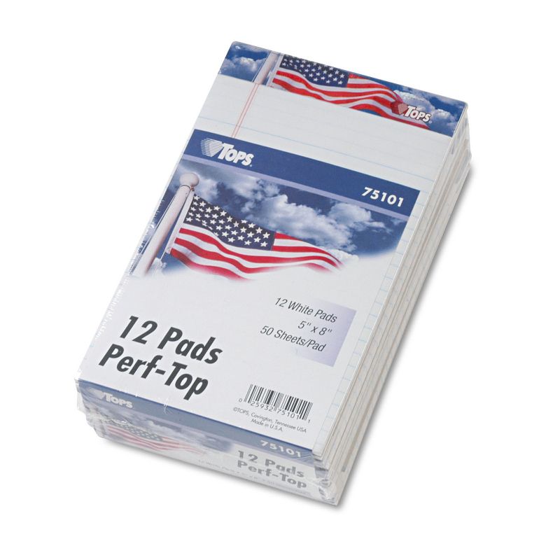 Tops American Pride Writing Pad Narrow 5 x 8 White 50 Sheets Dozen 75101, 2 of 4