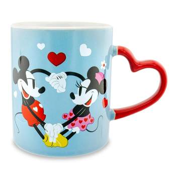 Silver Buffalo Disney Mickey and Minnie Mouse Love 14-Ounce Ceramic Mug With Sculpted Handle