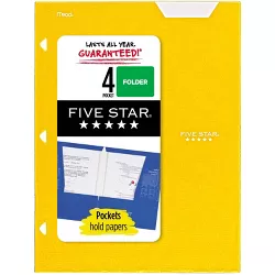 Five Star 4 Pocket Laminated Paper Folder Yellow