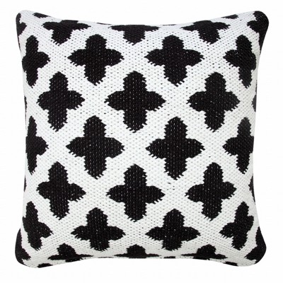 HomeRoots 20" X 20" White And Black 100% Cotton Geometric Zippered Pillow