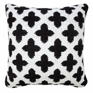HomeRoots 20" X 20" White And Black 100% Cotton Geometric Zippered Pillow - 1 of 4