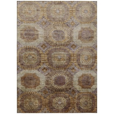 HomeRoots 5' X 8' Rust And Beige Medallion Washable Indoor Outdoor Area Rug