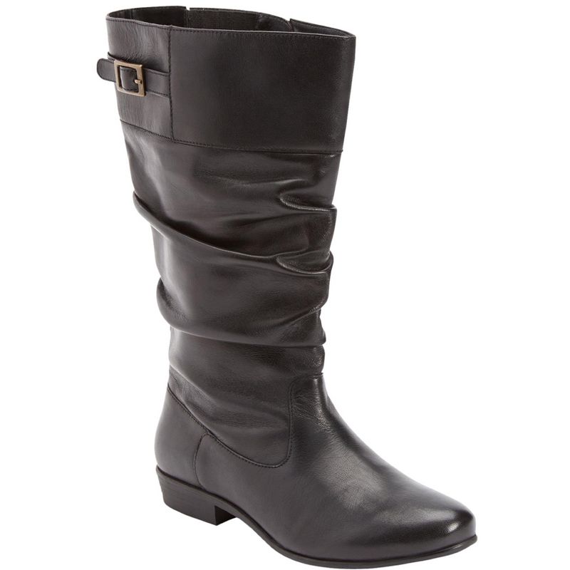 Comfortview Wide Width Monica Wide Calf Leather Boot Mid Calf Women's Winter Shoes, 1 of 2