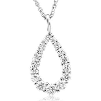 Pompeii3 1/2Ct Pear Shape Lab Created Diamond Pendant 10k White or Yellow Gold Necklace