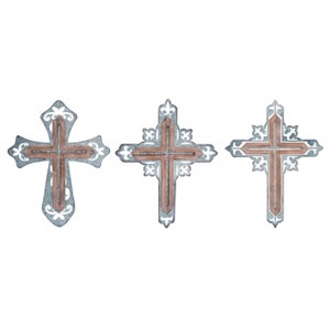 Transpac Wood/Metal Decorative Crosses Set of 3 Spring Home Decorations - 1 of 1