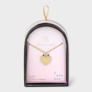 14K Gold Dipped Initial Heart Pendant Necklace - A New Day™ Gold - 1 of 4