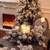 20 Inch Snow Flocked White Berry Winter Wreath with Twig and Leaf Artificial Wreaths for Front Door Porch Wall Window Fireplace - 3 of 4