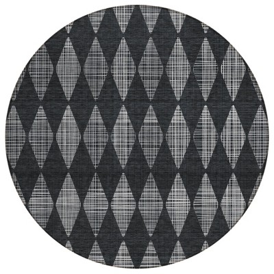 Charcoal Geometric Washable Indoor Outdoor Area Rug