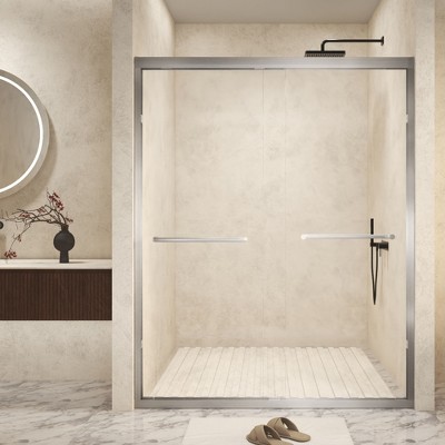 NicBex Double Sliding Shower Door Tempered Glass for Bathtub
