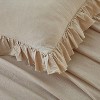 BAGOKIE Fringe Ruffle Linen Feel Textured Organic Natural 100% Cotton Duvet Cover Beige 3 Pieces - 3 of 3