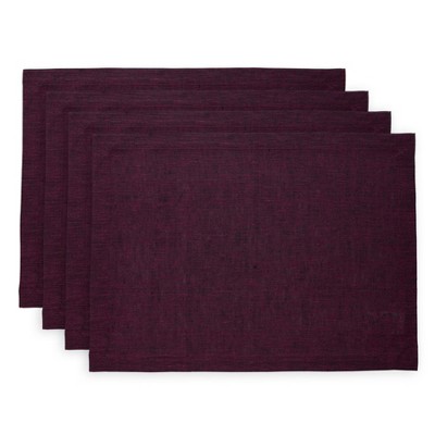 Chambray Burgundy Linen Placemats Set of 4