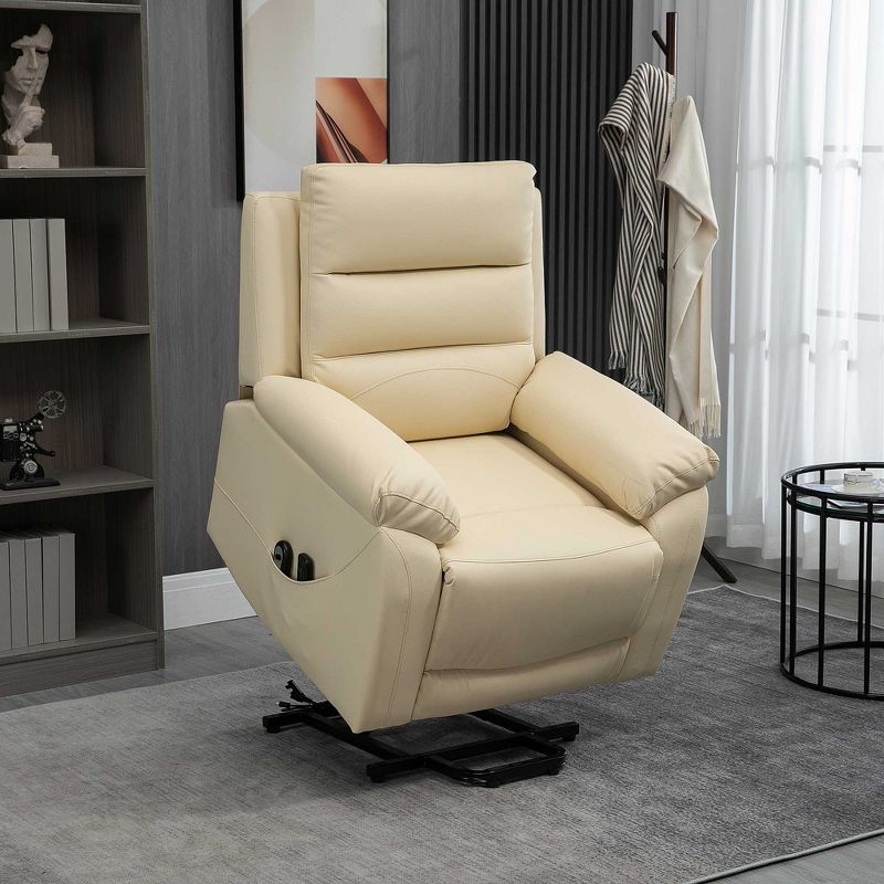 HOMCOM Electric Power Lift Chair for Elderly with Massage, PU Leather Oversized Living Room Recliner with Remote Control, and Side Pockets, 3 of 7