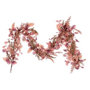Vickerman 5' Dusty Rose Artificial Fall Eucalyptus and Berry Garland. - 1 of 4