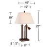 Possini Euro Design Deacon Modern Desk Table Lamp 26" High Bronze with USB and AC Power Outlet in Base LED Reading Light Oatmeal Shade for Office Desk - 4 of 4