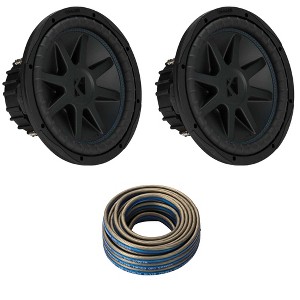 Kicker (2) 50CVX124 CompVX 12-Inch Subwoofer, Dual 4-Ohm & 46QW1220 12AWG 20ft Speaker Wire - 1 of 4