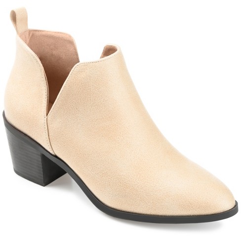 Stacked heel outlet booties