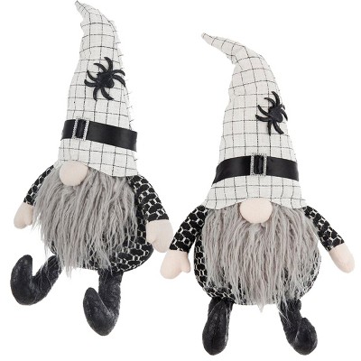 FURNIinspire Decorative Objects Set Of 2 Fabric Sitting Gnome With White Hat Spider, Holiday Decorations For Party, Multicolored, 5.5"*10.2"*23.5"