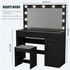 Vanity Desk Modern with Glass Top and LED Mirror for Bedroom Makeup -3irtyhousy - 4 of 4