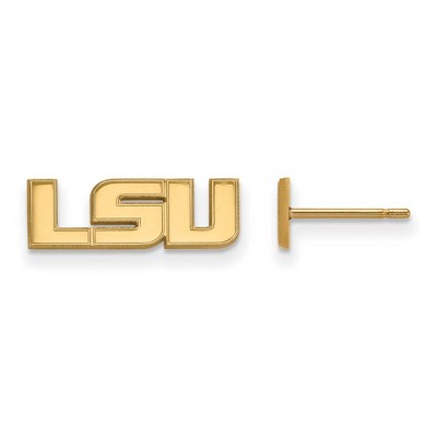 Black Bow Jewelry 14k Yellow Gold Louisiana State Fighting Tigers NCAA Post Earrings