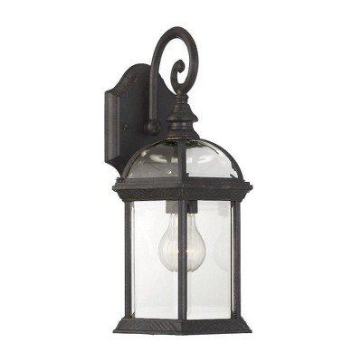 Textured Black Mission Style Outdoor Wall Lantern