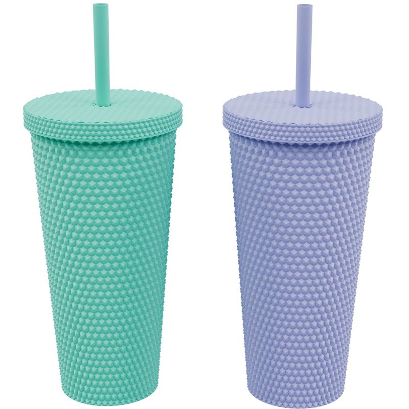 Copco Studded Straw Tumblers with Lid and Straw, Acrylic Cold Tumbler with Spill Resistant Lid, Travel Mug; Cupholder Friendly, 22-Ounce, Set of 2, 1 of 8