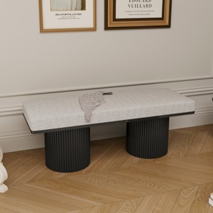 48" Versatile Gray Boucle Upholstered Bench with Chunky Legs, End of Bed Ottoman Bench for Bedroom, Living Room, Entryway, or Dining Room-Tanpinhause - 1 of 4